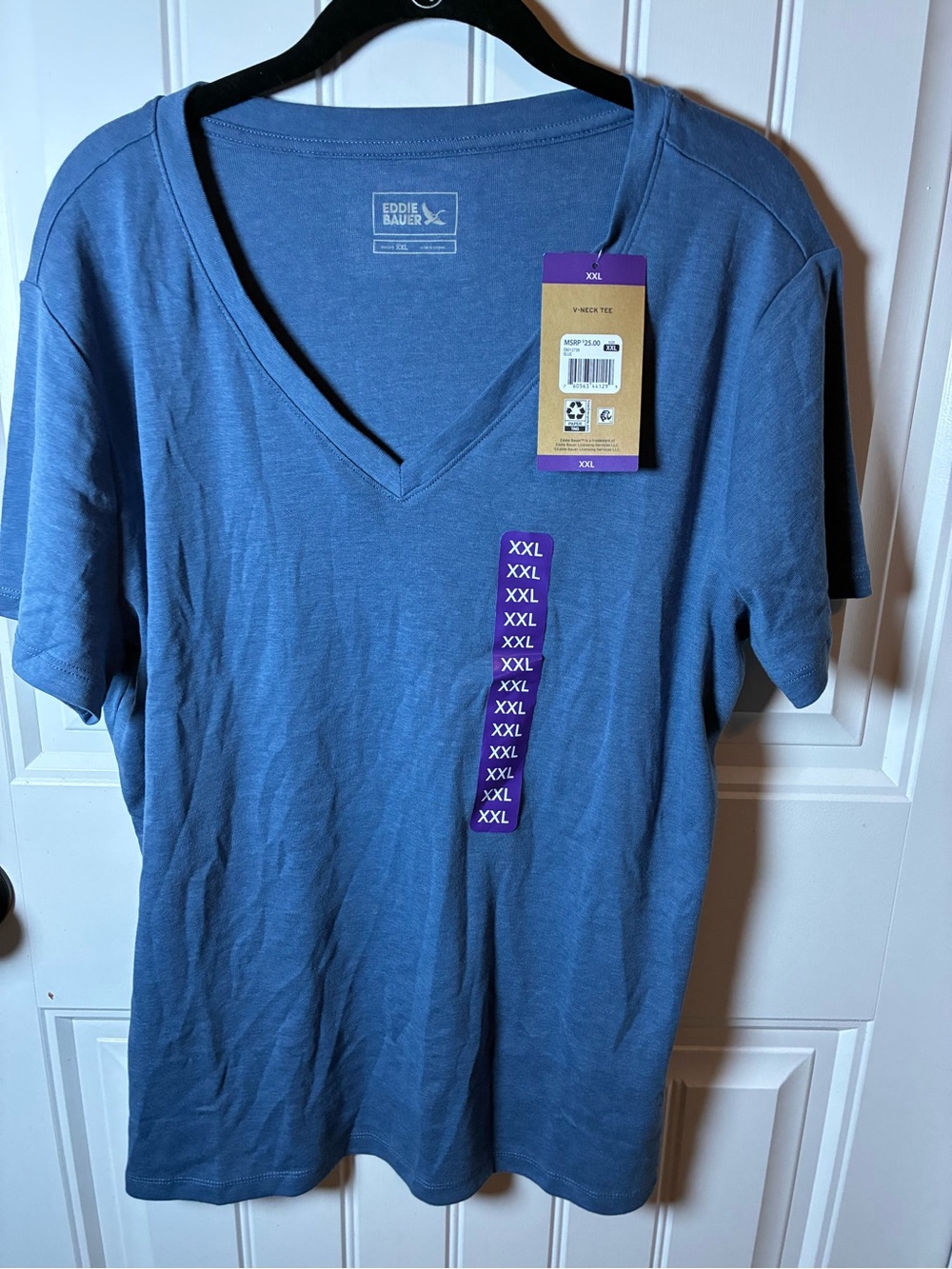 Eddie Bauer Women's Slate Blue V-Neck Short Sleeve Tee